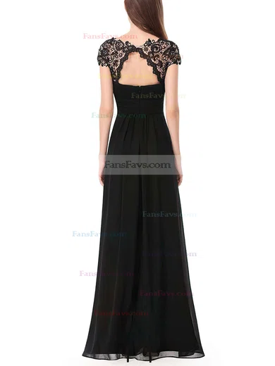 A-line Scoop Neck Chiffon Ankle-length Lace Prom Dresses #Favs020104154