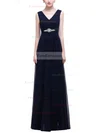 A-line V-neck Chiffon Floor-length Ruffles Prom Dresses #Favs020104156