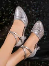 Women's Closed Toe Sparkling Glitter Sequin Kitten Heel Dance Shoes #Favs03031247