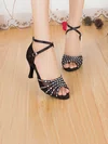 Women's Sandals Satin Crystal Kitten Heel Dance Shoes #Favs03031267