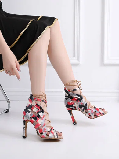 Women's Peep Toe Satin Zipper Stiletto Heel Dance Shoes #Favs03031322