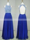 A-line Scoop Neck Chiffon Floor-length Sequins Prom Dresses #Favs020104217