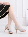 Women's Peep Toe Leatherette Crystal Stiletto Heel Dance Shoes #Favs03031340
