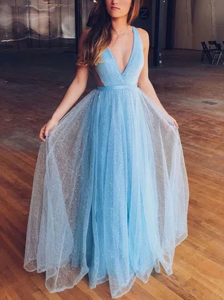 A-line V-neck Glitter Floor-length Prom Dresses #Favs020107302 A-line V-neck Glitter Floor-length Prom Dresses #Favs020107302