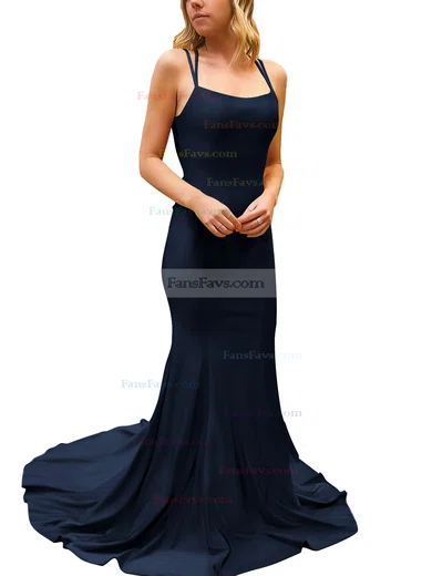 Trumpet/Mermaid Square Neckline Silk-like Satin Sweep Train Prom Dresses #Favs020107308