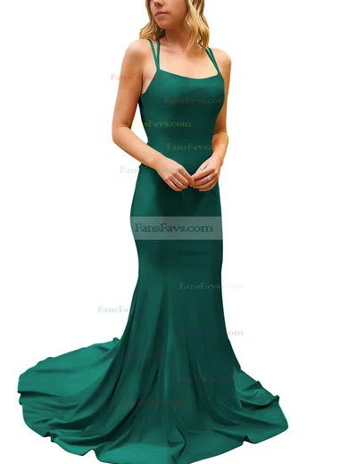 Trumpet/Mermaid Square Neckline Silk-like Satin Sweep Train Prom Dresses #Favs020107308