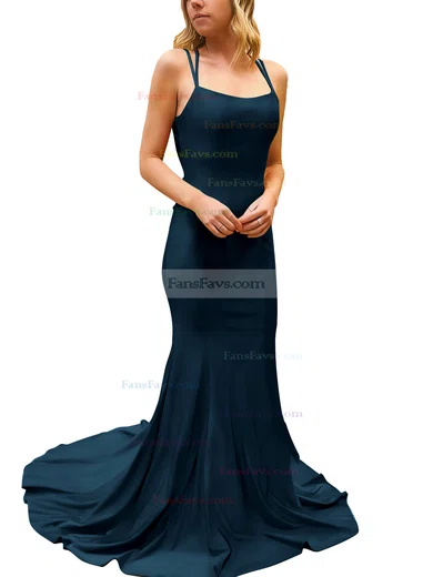 Trumpet/Mermaid Square Neckline Silk-like Satin Sweep Train Prom Dresses #Favs020107308
