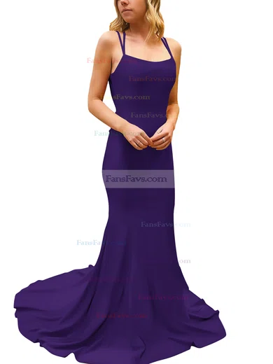 Trumpet/Mermaid Square Neckline Silk-like Satin Sweep Train Prom Dresses #Favs020107308
