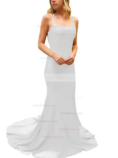 Trumpet/Mermaid Square Neckline Silk-like Satin Sweep Train Prom Dresses #Favs020107308