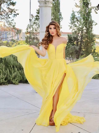 A-line Off-the-shoulder Chiffon Sweep Train Split Front Prom Dresses #Favs020107312 A-line Off-the-shoulder Chiffon Sweep Train Split Front Prom Dresses #Favs020107312
