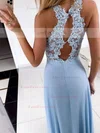 Sheath/Column Scoop Neck Chiffon Sweep Train Appliques Lace Prom Dresses #Favs020107370
