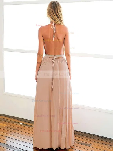 A-line Halter Chiffon Ankle-length Split Front Prom Dresses #Favs020104432