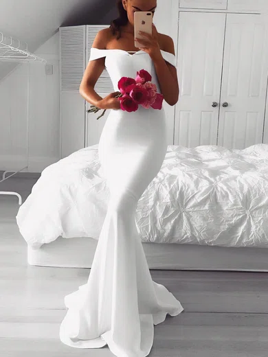 Trumpet/Mermaid Off-the-shoulder Stretch Crepe Sweep Train Prom Dresses #Favs020107398