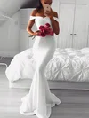 Trumpet/Mermaid Off-the-shoulder Stretch Crepe Sweep Train Prom Dresses #Favs020107398