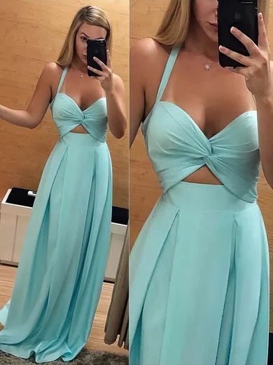 A-line Sweetheart Silk-like Satin Sweep Train Prom Dresses #Favs020107452