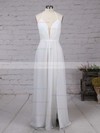A-line V-neck Chiffon Floor-length Split Front Prom Dresses #Favs020104497