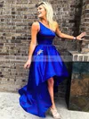 A-line One Shoulder Satin Asymmetrical Beading Prom Dresses #Favs020107480