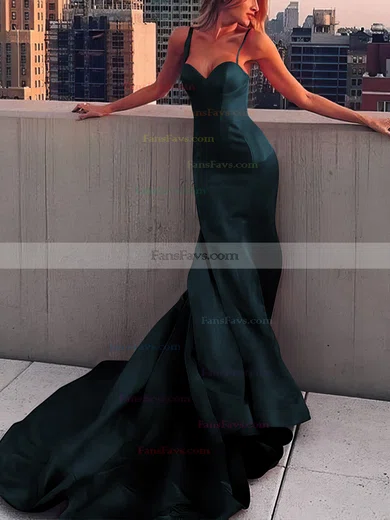 Sheath/Column Sweetheart Satin Court Train Prom Dresses #Favs020107508