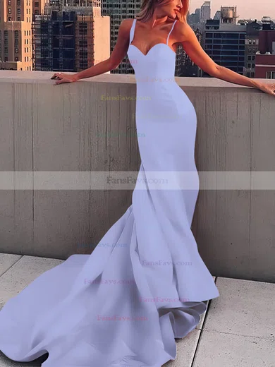 Sheath/Column Sweetheart Satin Court Train Prom Dresses #Favs020107508