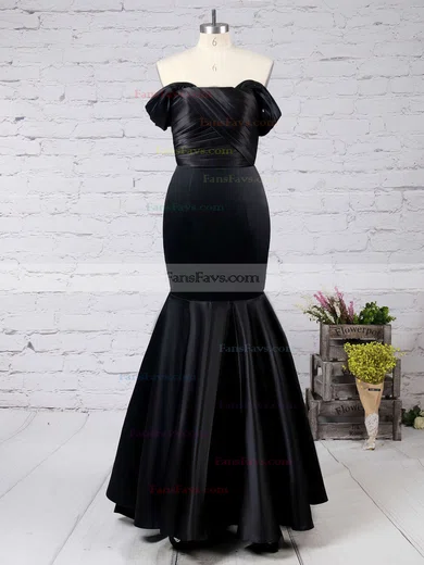 Trumpet/Mermaid Off-the-shoulder Silk-like Satin Sweep Train Ruffles Prom Dresses #Favs020104524