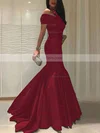 Trumpet/Mermaid Off-the-shoulder Silk-like Satin Sweep Train Ruffles Prom Dresses #Favs020104524