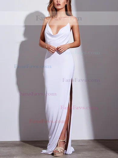 Sheath/Column Cowl Neck Jersey Floor-length Split Front Prom Dresses #Favs020107520