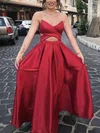 A-line Strapless Satin Floor-length Prom Dresses #Favs020107539