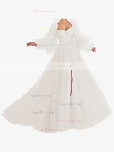 A-line Sweetheart Chiffon Sweep Train Bow Prom Dresses #Favs020107577