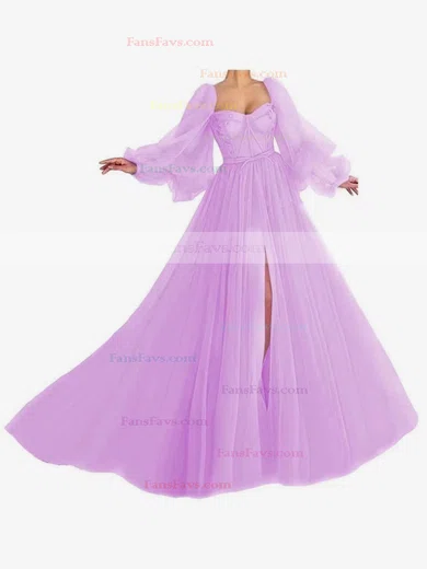 A-line Sweetheart Chiffon Sweep Train Bow Prom Dresses #Favs020107577