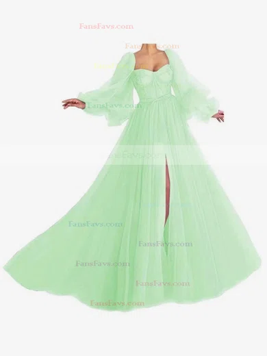 A-line Sweetheart Chiffon Sweep Train Bow Prom Dresses #Favs020107577