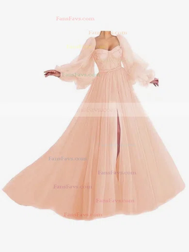 A-line Sweetheart Chiffon Sweep Train Bow Prom Dresses #Favs020107577