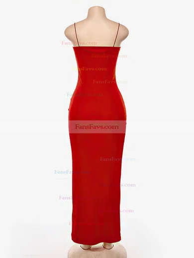 Sheath/Column Square Neckline Jersey Floor-length Split Front Prom Dresses #Favs020107580