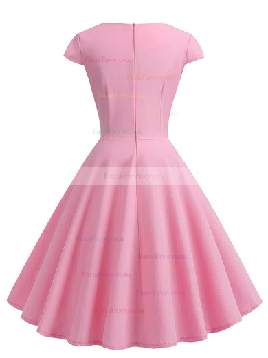 A-line V-neck Silk-like Satin Knee-length Ruffles Prom Dresses #Favs020107582