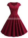 A-line V-neck Silk-like Satin Knee-length Ruffles Prom Dresses #Favs020107582