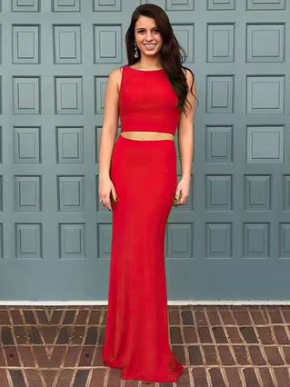 Trumpet/Mermaid Scoop Neck Jersey Sweep Train Prom Dresses #Favs020103300