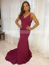 Trumpet/Mermaid V-neck Jersey Sweep Train Prom Dresses #Favs020107928