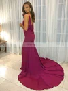 Trumpet/Mermaid V-neck Jersey Sweep Train Prom Dresses #Favs020107928