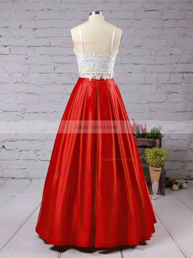 Ball Gown Square Neckline Satin Floor-length Appliques Lace Prom Dresses #Favs020104587