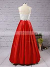 Ball Gown Square Neckline Satin Floor-length Appliques Lace Prom Dresses #Favs020104587