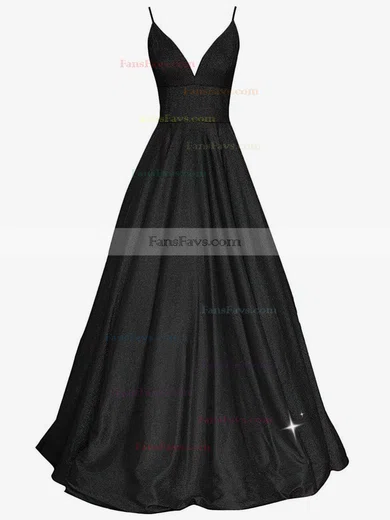 Ball Gown V-neck Glitter Sweep Train Pockets Prom Dresses #Favs020107934