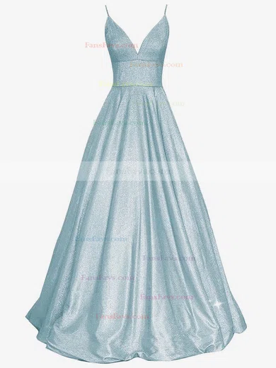 Ball Gown V-neck Glitter Sweep Train Pockets Prom Dresses #Favs020107934