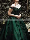 Ball Gown Off-the-shoulder Satin Sweep Train Beading Prom Dresses #Favs020107936