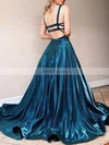 A-line Square Neckline Satin Sweep Train Prom Dresses #Favs020107938