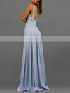 A-line V-neck Silk-like Satin Sweep Train Split Front Prom Dresses #Favs020107945