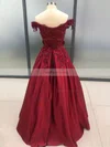 Ball Gown Off-the-shoulder Satin Lace Sweep Train Beading Prom Dresses #Favs020107946