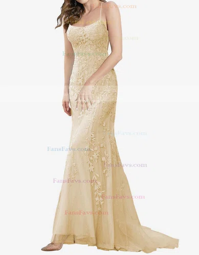 Trumpet/Mermaid Square Neckline Tulle Sweep Train Beading Prom Dresses #Favs020107957