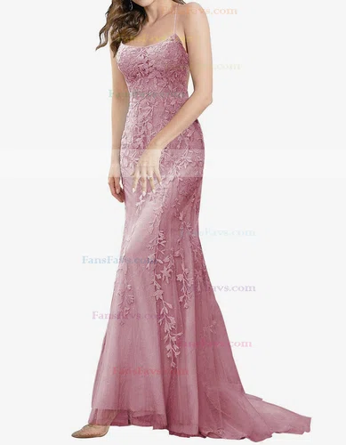 Trumpet/Mermaid Square Neckline Tulle Sweep Train Beading Prom Dresses #Favs020107957