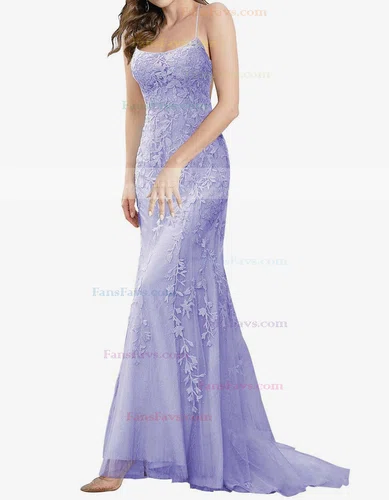 Trumpet/Mermaid Square Neckline Tulle Sweep Train Beading Prom Dresses #Favs020107957