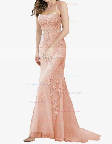 Trumpet/Mermaid Square Neckline Tulle Sweep Train Beading Prom Dresses #Favs020107957