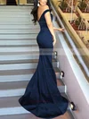 Trumpet/Mermaid Off-the-shoulder Silk-like Satin Sweep Train Split Front Prom Dresses #Favs020104594